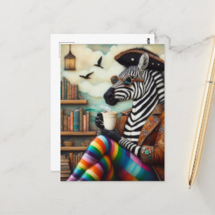 Mooie Zebra piraat met koffie Briefkaart