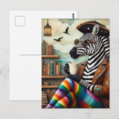Mooie Zebra piraat met koffie Briefkaart (Voorkant / Achterkant)