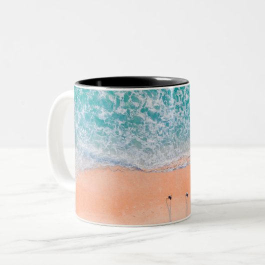 Mooie Zee Beach Tweekleurige Koffiemok (Voorkant links)