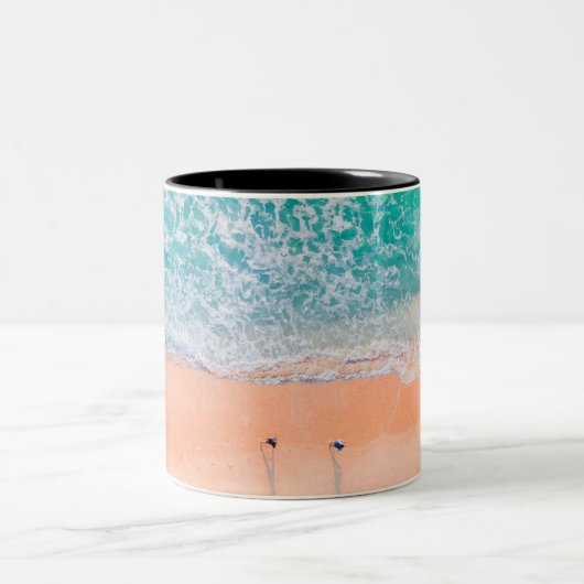 Mooie Zee Beach Tweekleurige Koffiemok (Center)