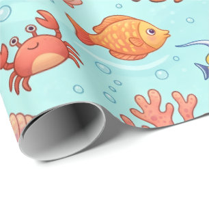 Mooie Zee Dieren Naadloos Patroon Cadeaupapier