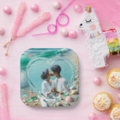 Mooie Zee Glas Foto Bruiloft  Papieren Bordje (Feest)