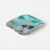 Mooie Zee Glas Foto Bruiloft  Papieren Bordje (Gebogen)