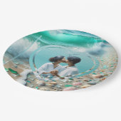 Mooie Zee Glas Foto Bruiloft  Papieren Bordje (Gekanteld)