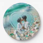 Mooie Zee Glas Foto Bruiloft  Papieren Bordje (Voorkant)