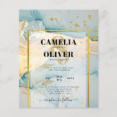 Mooie Zee Glas Gouden Trouw Uitnodiging Turquoise (Voorkant)