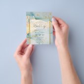 Mooie Zee Glas Gouden Trouw Uitnodiging Turquoise Flyer (Hand)