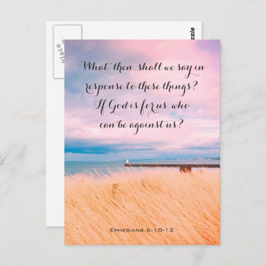 Mooie zee in Engeland, Christelijke kaart. Briefkaart (Voorkant / Achterkant)