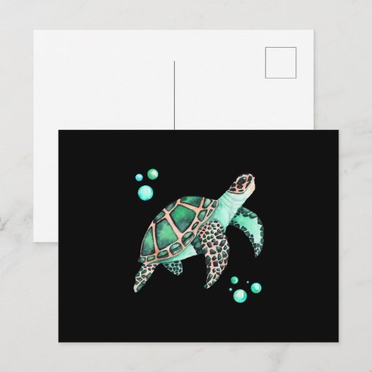 Mooie Zee Turtle Waterverf Briefkaart (Voorkant / Achterkant)