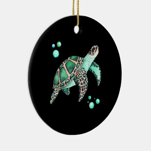 Mooie Zee Turtle Waterverf Keramisch Ornament (Rechts)