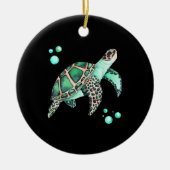 Mooie Zee Turtle Waterverf Keramisch Ornament (Voorkant)