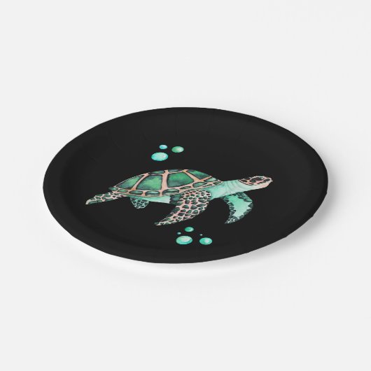 Mooie Zee Turtle Waterverf Papieren Bordje (Gekanteld)