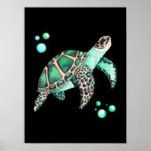 Mooie Zee Turtle Waterverf Poster (Voorkant)