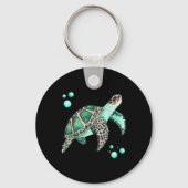 Mooie Zee Turtle Waterverf Sleutelhanger (Voorkant)