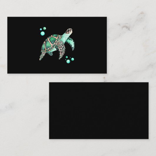 Mooie Zee Turtle Waterverf Visitekaartje (Voorkant / Achterkant)