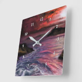 Mooie Zee zonsondergang - Abstract origineel schil Vierkante Klok (Hoek)