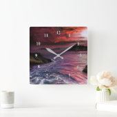 Mooie Zee zonsondergang - Abstract origineel schil Vierkante Klok (Huis)