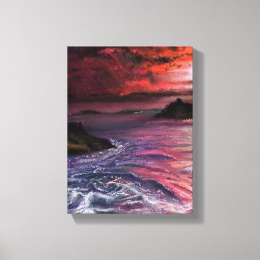 Mooie zee zonsondergang - Abstract Schilderij Canvas Afdruk (Voorkant)