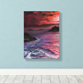 Mooie zee zonsondergang - Abstract Schilderij Canvas Afdruk (Insitu (Houten vloer))