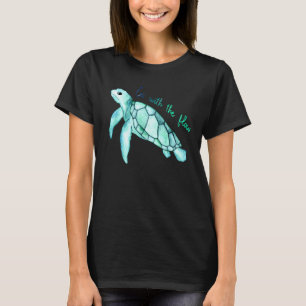Mooie zeeen groene schildpad waterverf met grappig t-shirt