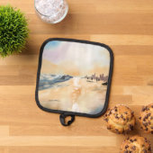 Mooie zeeen kant in olieverfschilderij pannenlap (Top down)