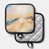 Mooie zeeen kant in olieverfschilderij pannenlap (Voorkant / Achterkant)