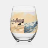 Mooie zeeen kant in olieverfschilderij wijnglas zonder voet (Links)