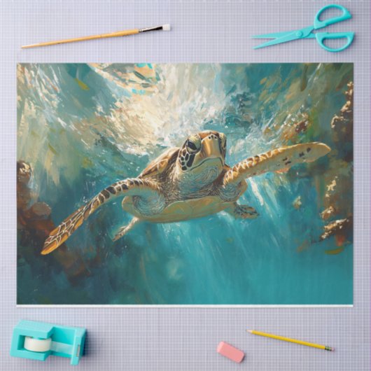 Mooie Zeeen schildpad decoupage Tissuepapier (Craft)