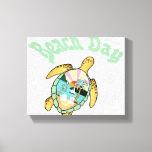 Mooie Zeeen schildpad in het water Canvas Afdruk
