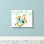 Mooie Zeeen schildpad in het water Canvas Afdruk (Insitu (Houten vloer))