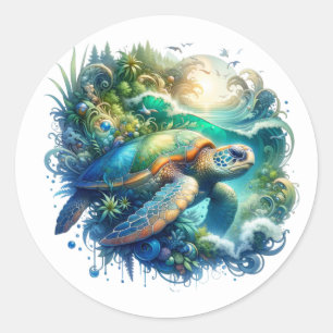 Mooie Zeeen schildpad Sticker