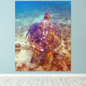 Mooie zeeen schildpadden canvas afdruk (Insitu (Houten vloer))