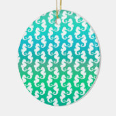Mooie Zeehengstpatroon op Blauwgroen Keramisch Ornament (Links)