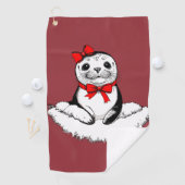 Mooie zeehond met strik – Kersteditie Golfhanddoek (Insitu)