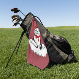 Mooie zeehond met strik – Kersteditie Golfhanddoek