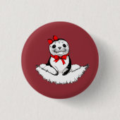 Mooie zeehond met strik – Kersteditie Ronde Button 3,2 Cm (Voorkant)