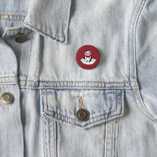 Mooie zeehond met strik – Kersteditie Ronde Button 3,2 Cm (In situ)