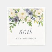 Mooie zeemacht en witte bloemen 80th Birthday Part Servet (Voorkant)