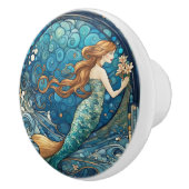 Mooie Zeemeermin Art Nouveau Art Deco Stijl Blauw Keramische Knop (Rechts)