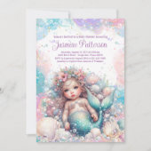 Mooie zeemeermin baby meisje douche kaart (Voorkant)