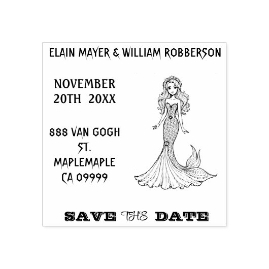  mooie zeemeermin Bewaar de datum Rubberstempel (Afrduk)