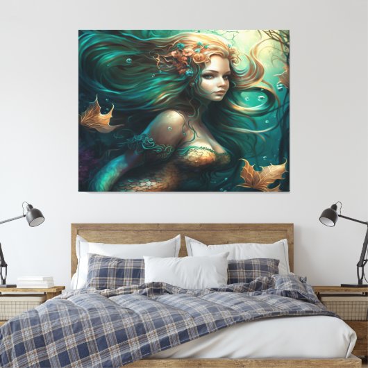 Mooie zeemeermin canvas print (Insitu (Slaapkamer))