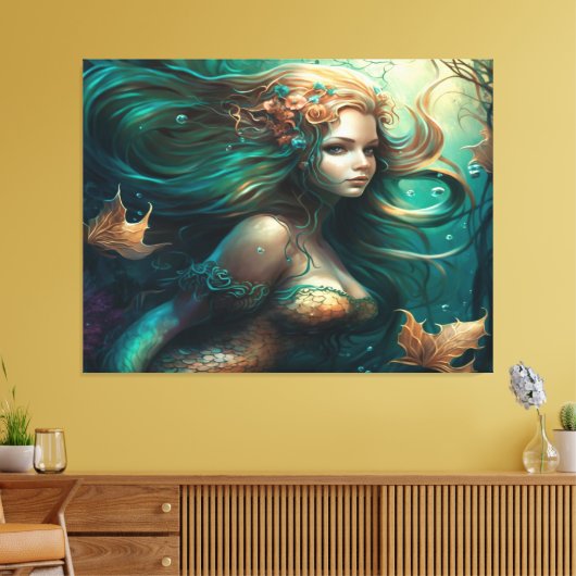Mooie zeemeermin canvas print (Insitu (Woonkamer))
