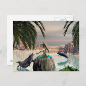 Mooie zeemeermin die op een rots zit briefkaart (Voorkant / Achterkant)
