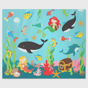 Mooie Zeemeermin en Zee (Med./Lg. Afbeelding) Cadeaupapier