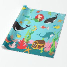 Mooie Zeemeermin en Zee (Med./Lg. Afbeelding) Cadeaupapier