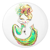 Mooie Zeemeermin Fashionista Glam Girl Ceramic Ce Keramische Knop (Voorkant)