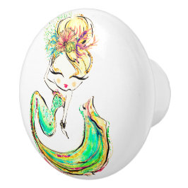 Mooie Zeemeermin Fashionista Glam Girl Ceramic Ce Keramische Knop