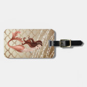 Mooie zeemeermin in Roos Gold en Seashells Bagagelabel (Voorkant horizontaal)