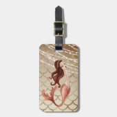 Mooie zeemeermin in Roos Gold en Seashells Bagagelabel (Voorkant verticaal)